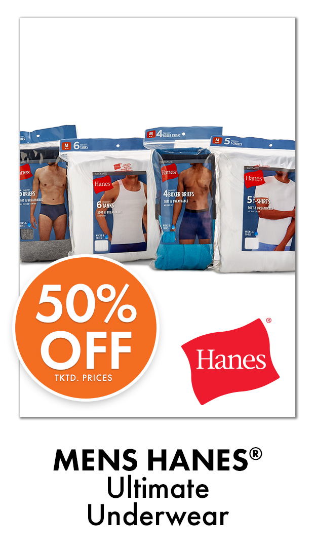 50% Off Tktd Prices. Mens HANES Ultimate Underwear