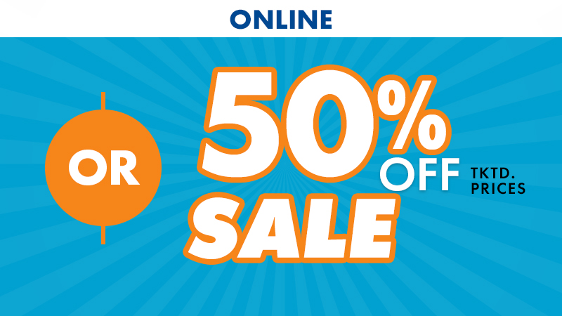 Online Only. 50% Off Savings. Shop Now